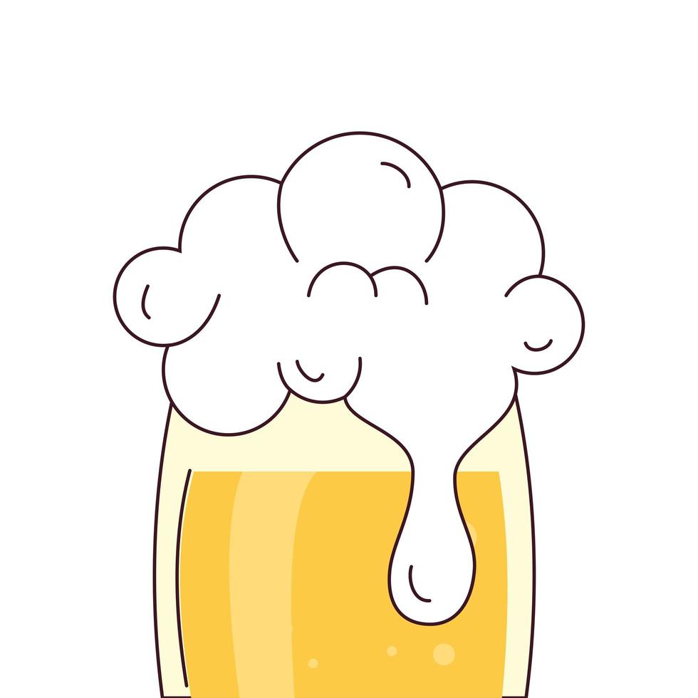 glass of beer with froth on white background vector