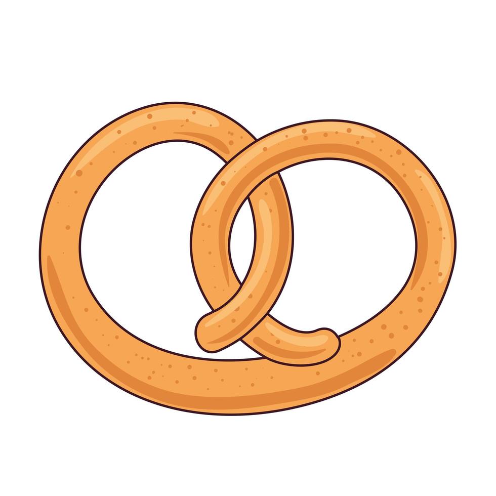 appetizing pretzel icon on white background vector