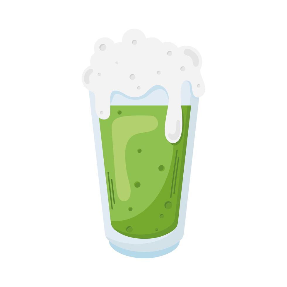 cerveza verde con espuma vector