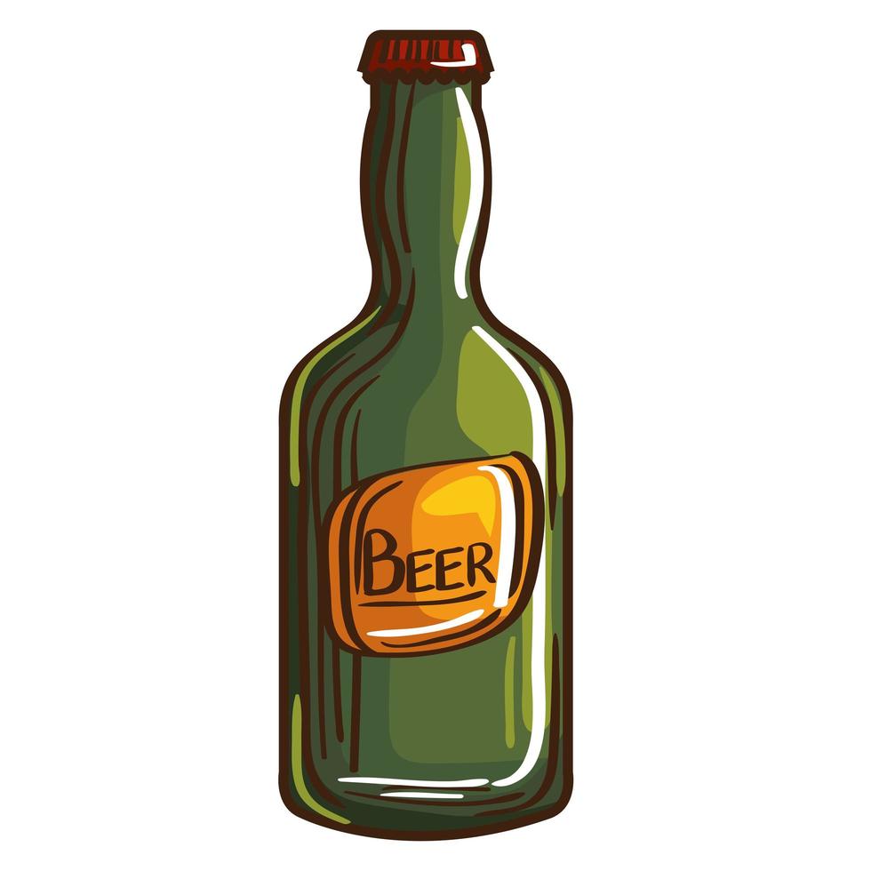 beer bottle with green glass vector