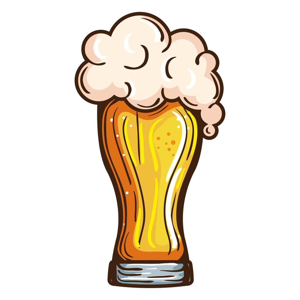 glass cup with foamy beer vector