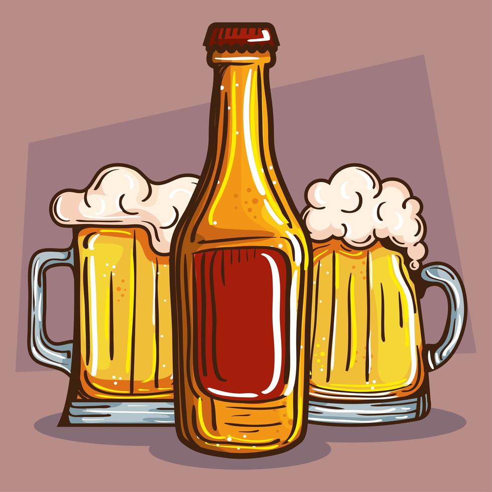 cervezas deliciosas y frescas vector