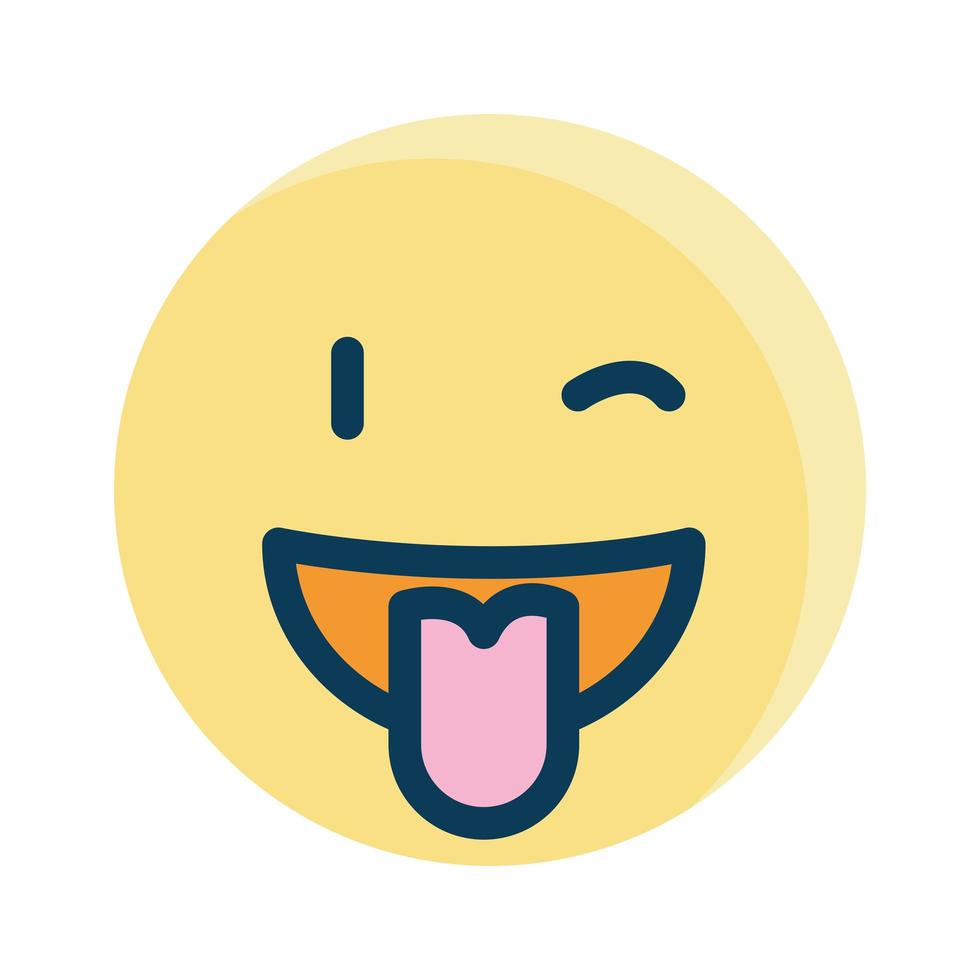 diseño de vector de emoji feliz y guiño aislado