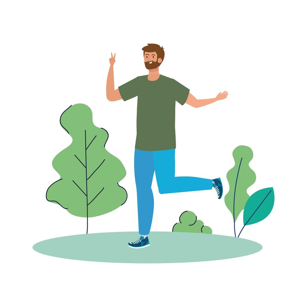 Isolated avatar man at park vector design