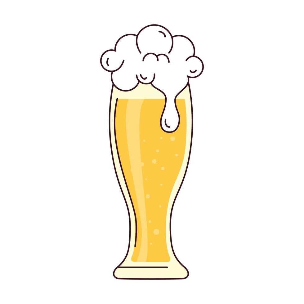 glass of beer with froth on white background vector