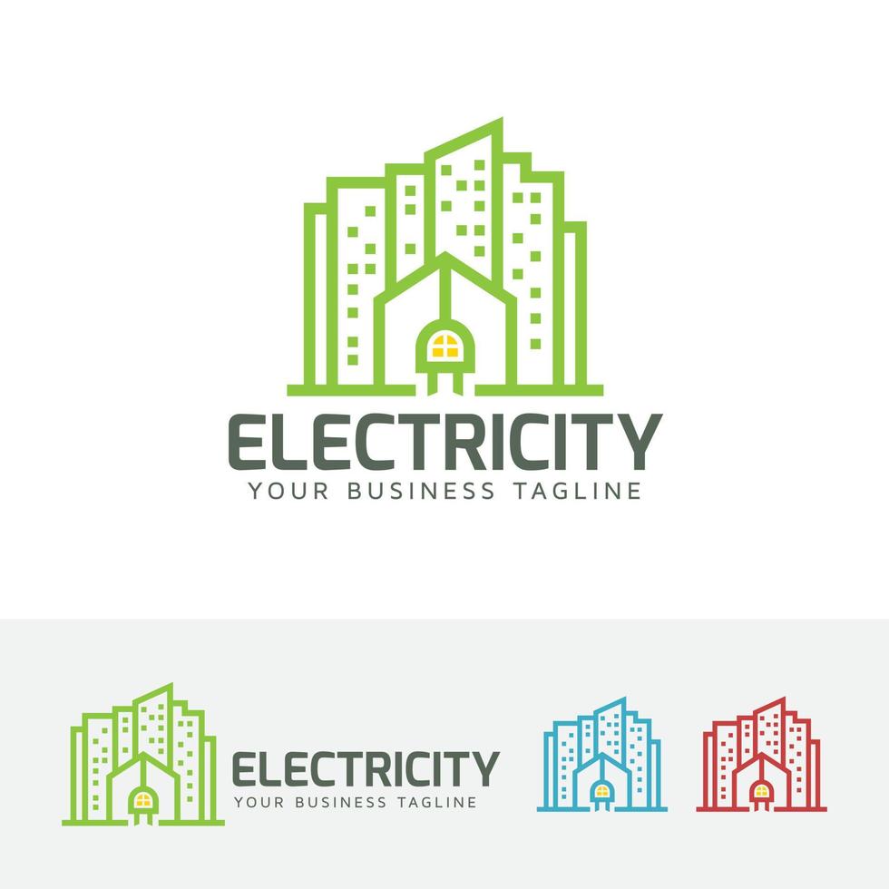 diseño de logotipo de vector de ciudad eléctrica