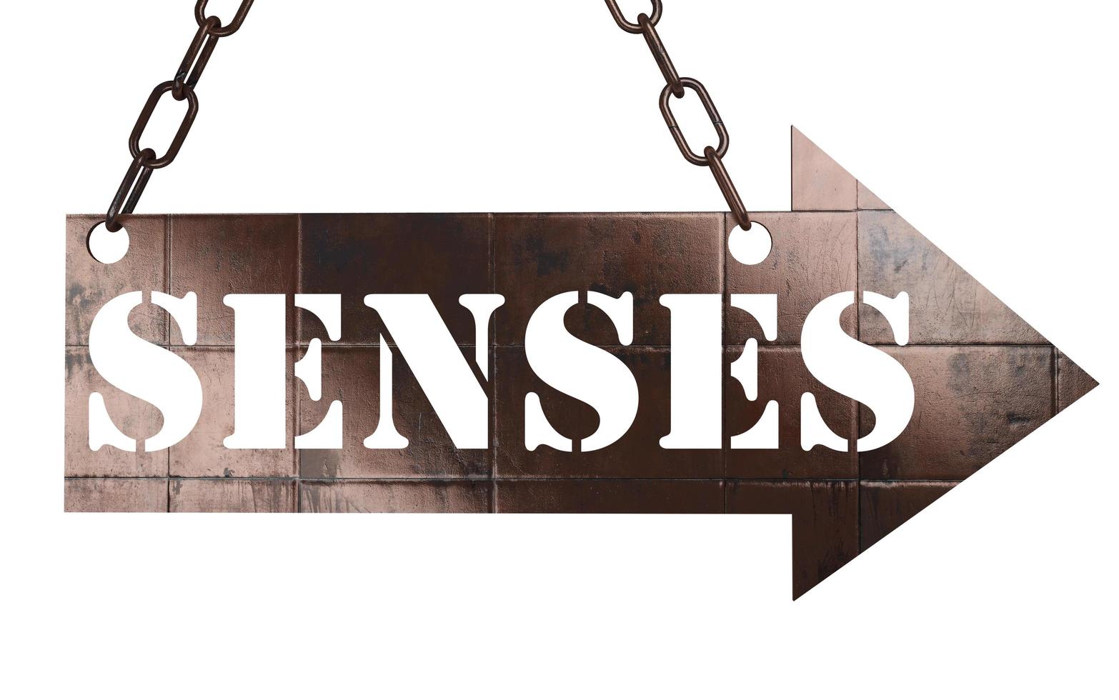 senses word on metal pointer photo