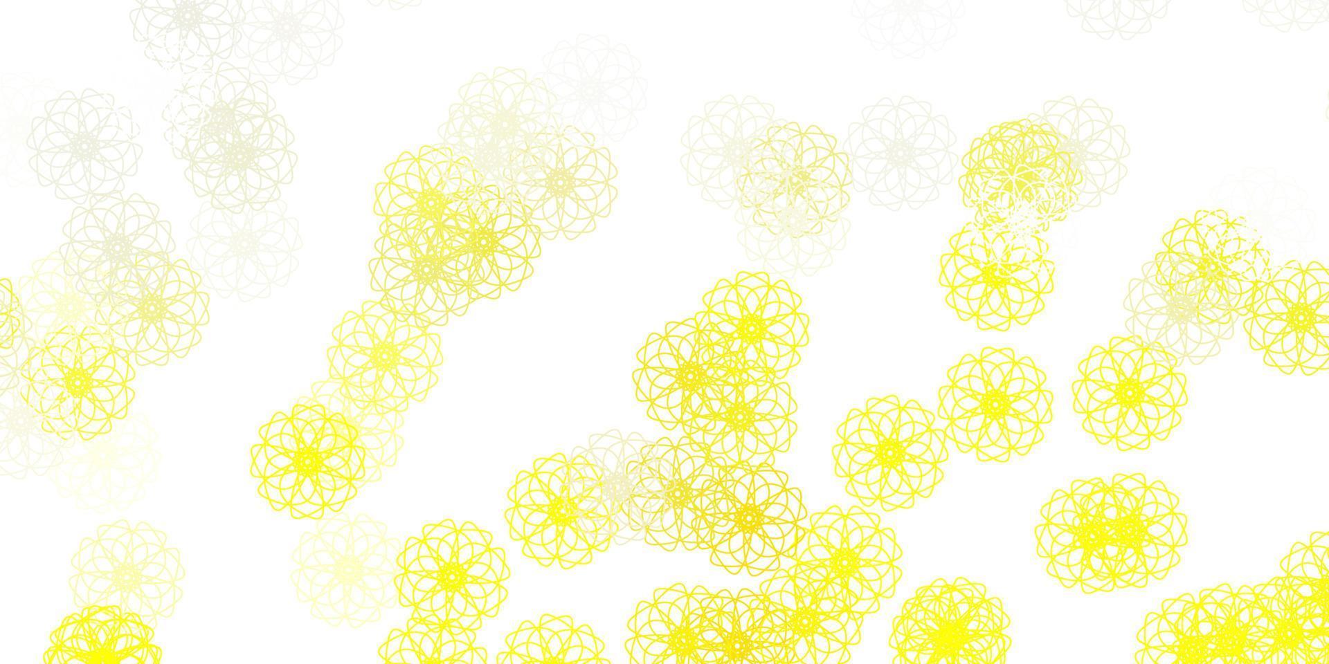 plantilla de doodle de vector amarillo claro con flores.