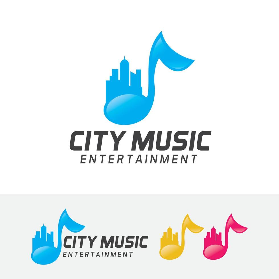 diseño de logotipo de música de la ciudad vector