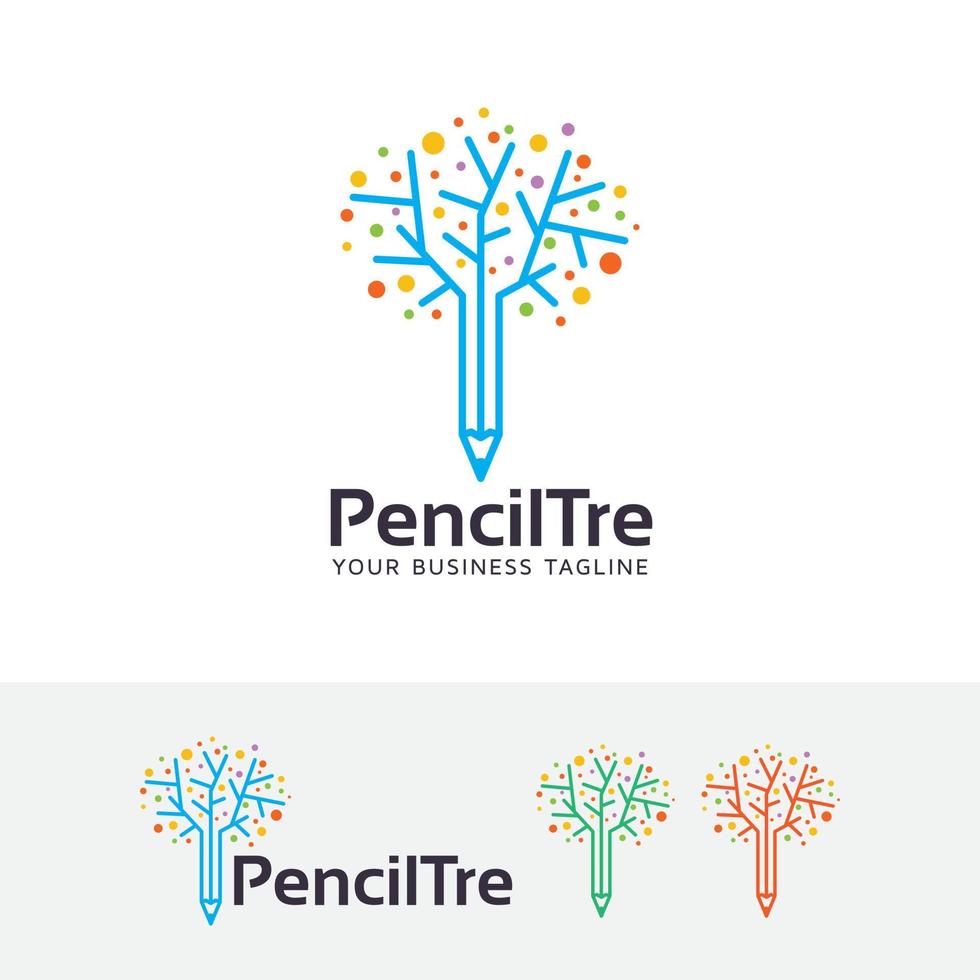 Pencil tree logo design vector