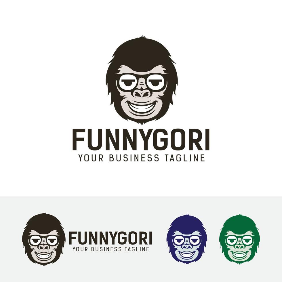 Funny gorilla logo design vector