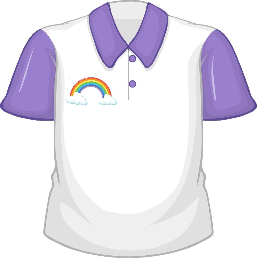 A white shirt with purple sleeves on white background vector