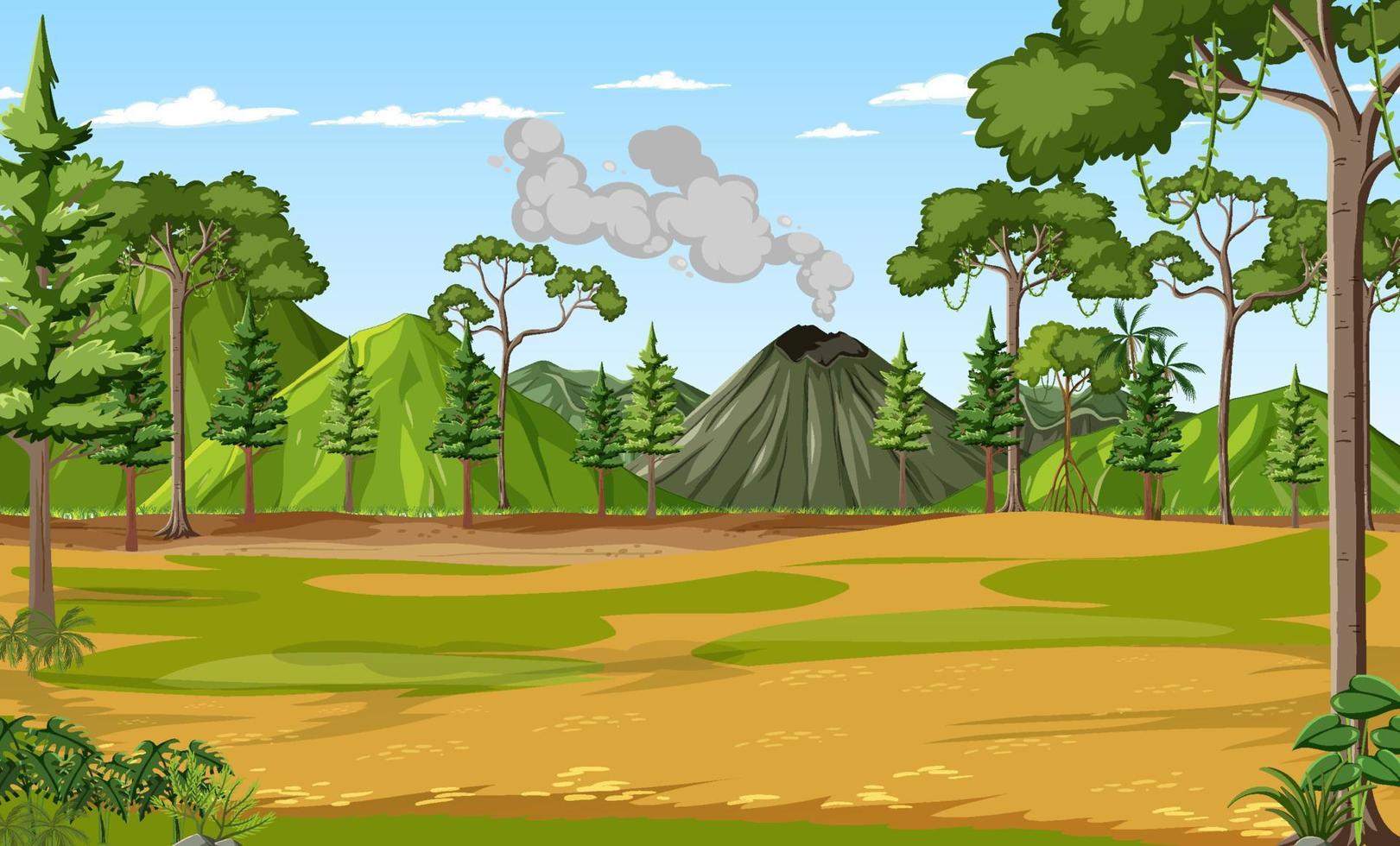 Prehistoric forest scene background vector