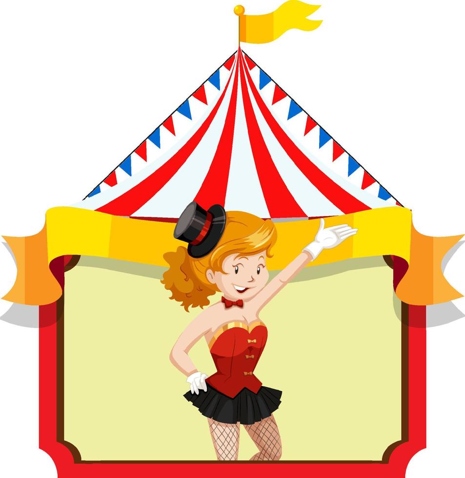 chica de circo en banner de carpa de circo vector