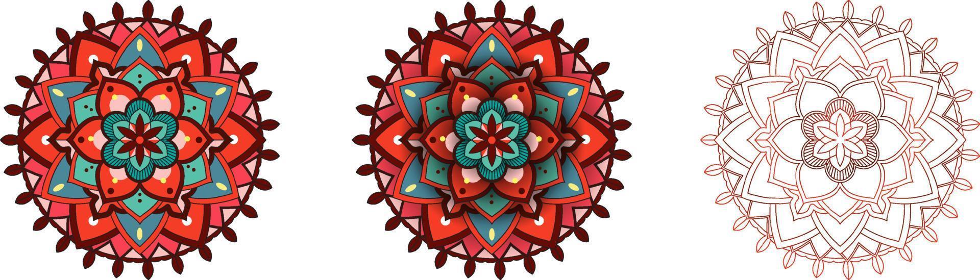 Set of vintage mandala with thin lines vector