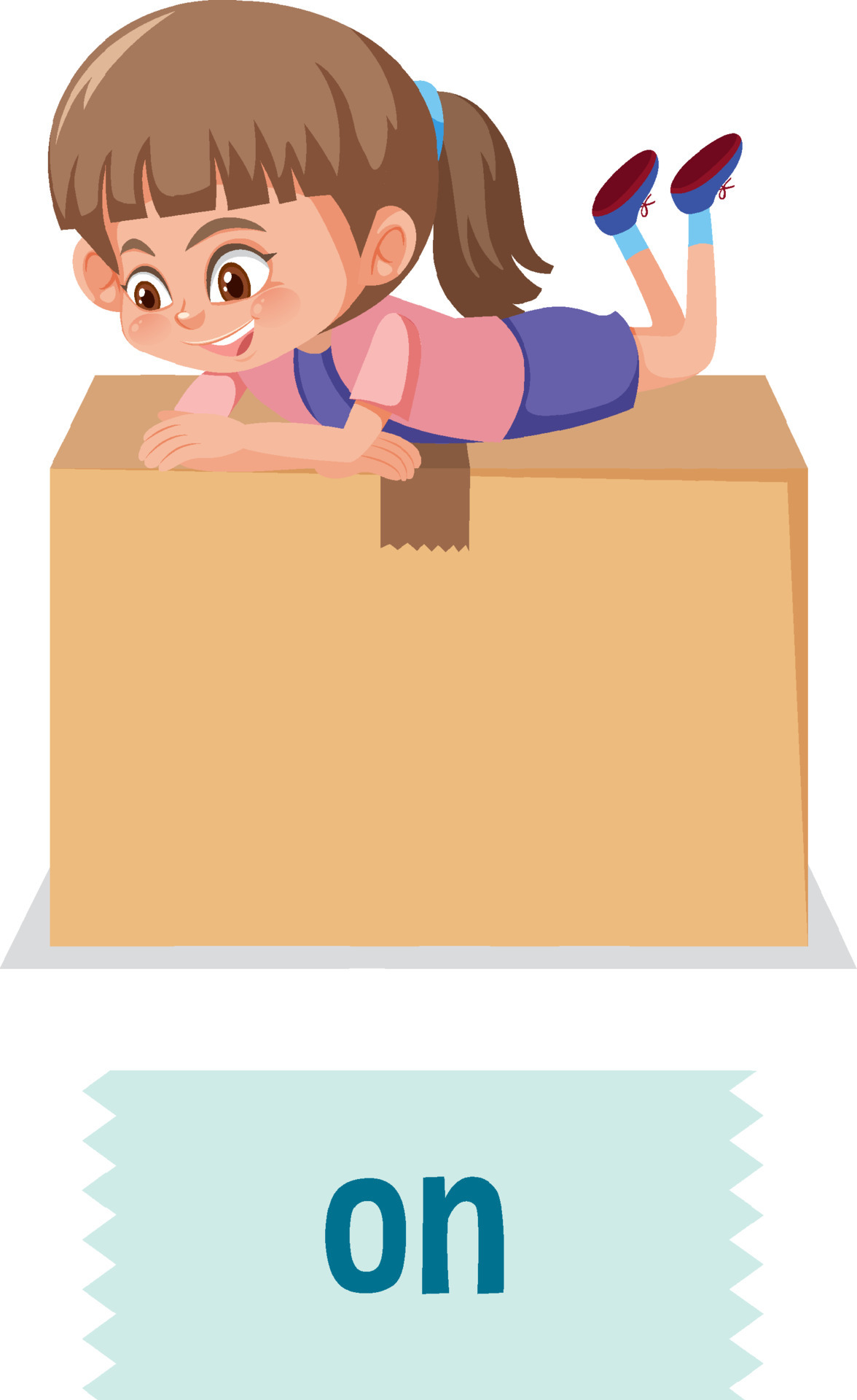 Preposition of place with cartoon girl and a box 6198956 Vector Art at  Vecteezy