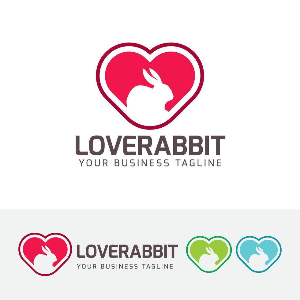 Love rabbit vector logo design