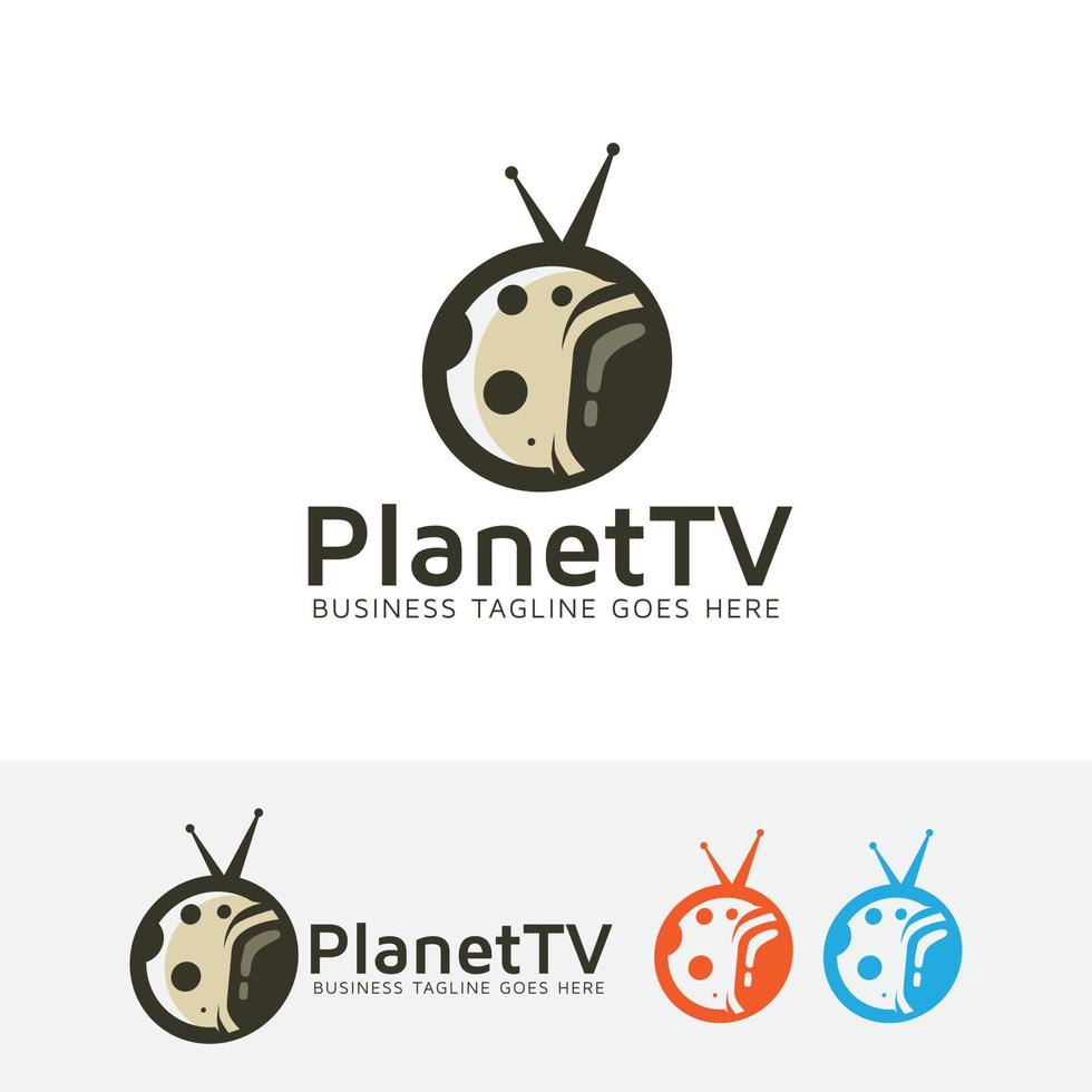 diseño de logotipo de vector de televisión de planeta