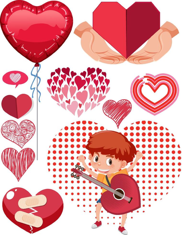 tema de San Valentín con muchos corazones vector