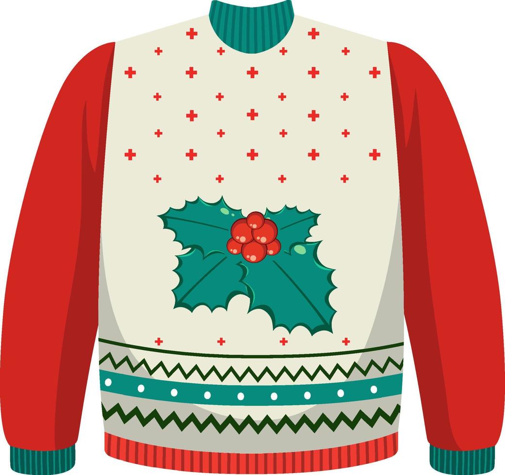 Christmas sweater with christmas berries pattern vector