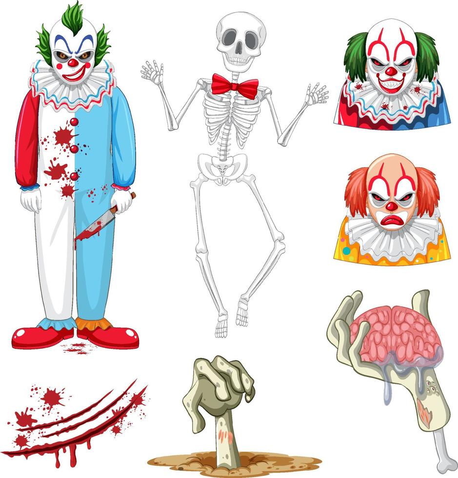 Set of halloween characters on white background vector