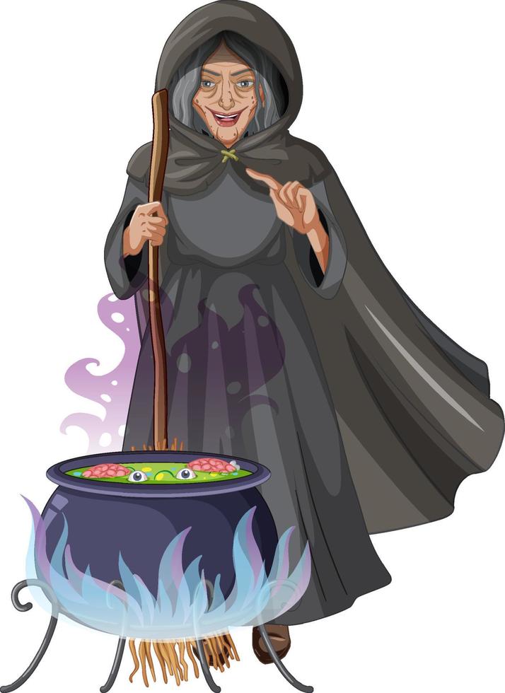 Personaje de bruja vieja malvada sobre fondo blanco. vector