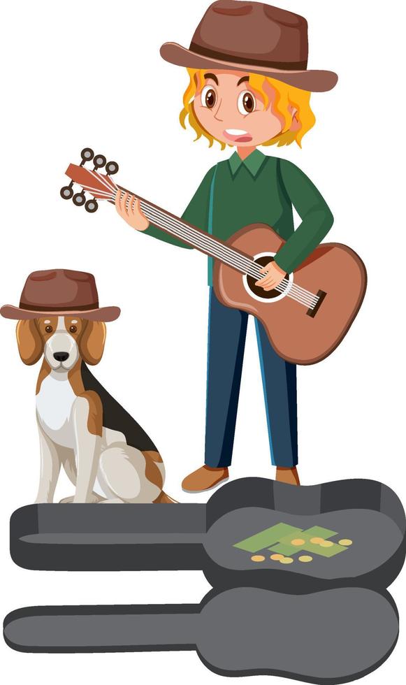 A man busking on white background vector