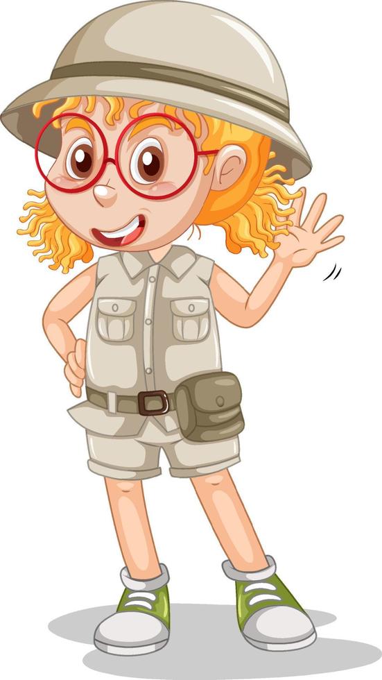 Happy little girl in scout uniform vector