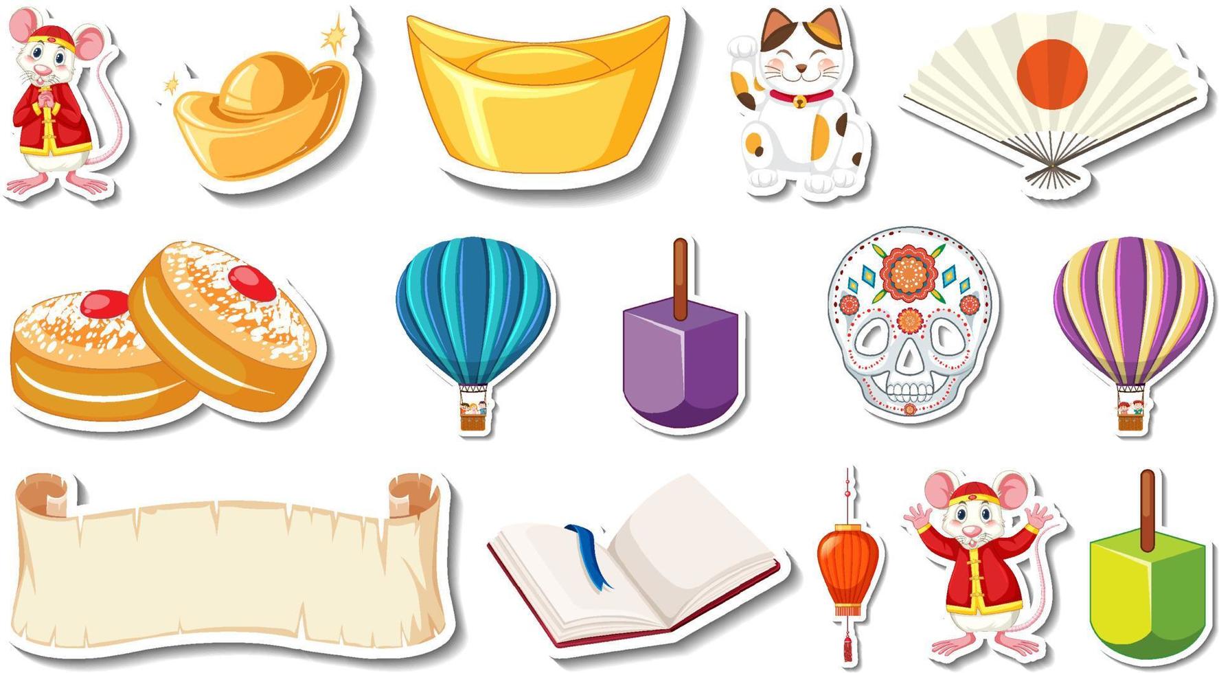 Set of different traditional objects vector