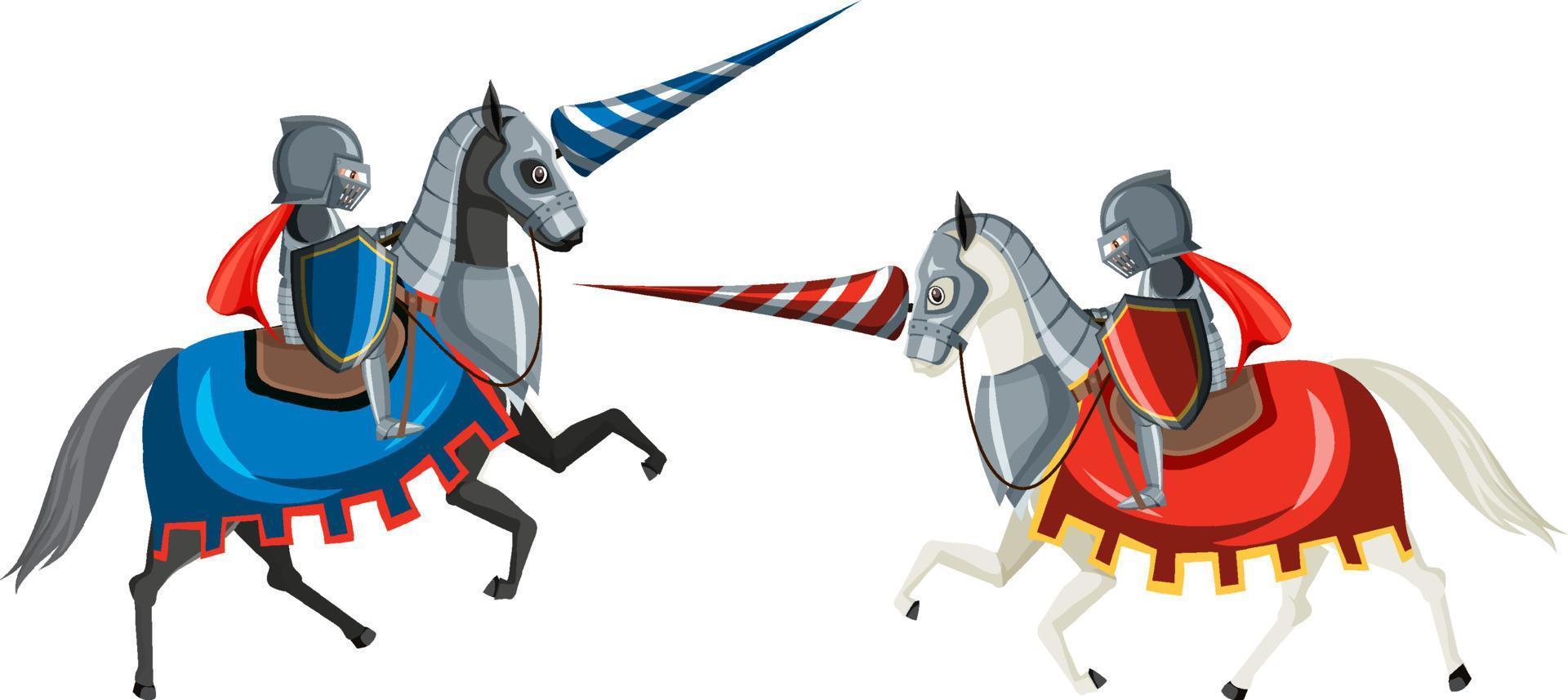 Medieval knight jousting tournament on white background vector