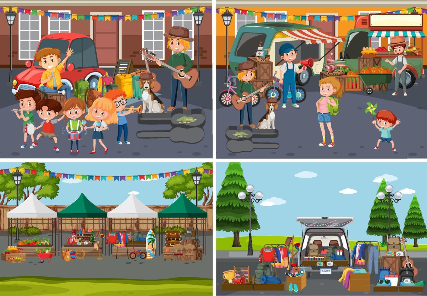 Flea market scene in cartoon style 6199388 Vector Art at Vecteezy Flea market scene in cartoon style 6199388 Vector Art at Vecteezy