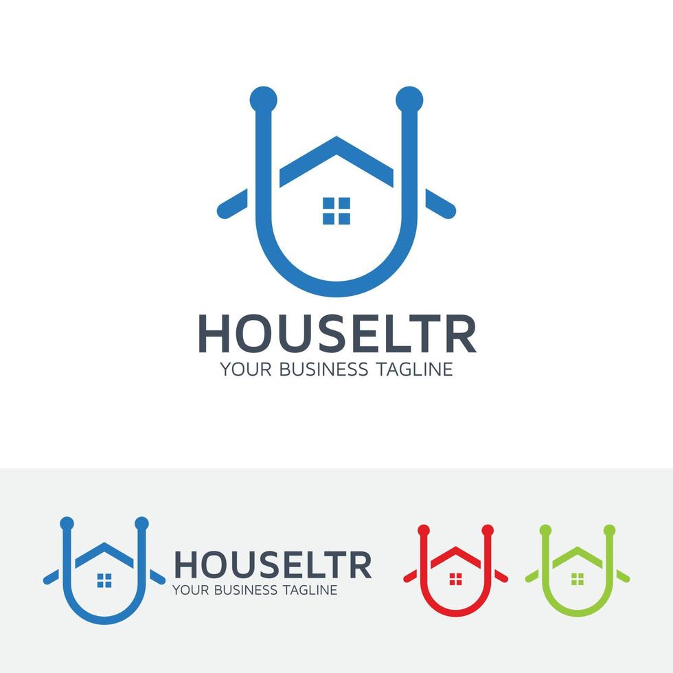 House letter U vector logo
