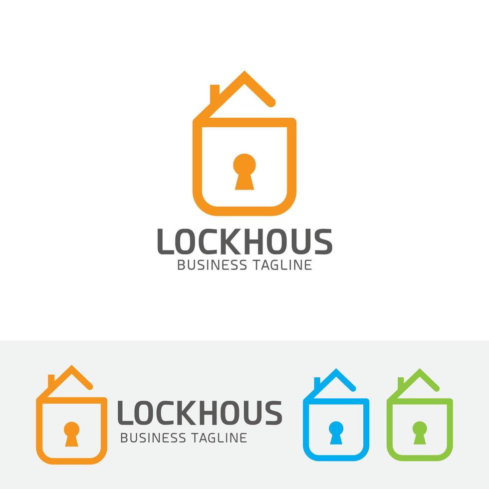 Lock house vector logo design