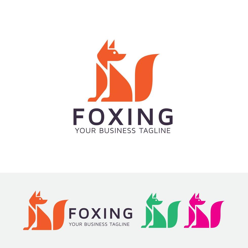 fox animal logo design template vector