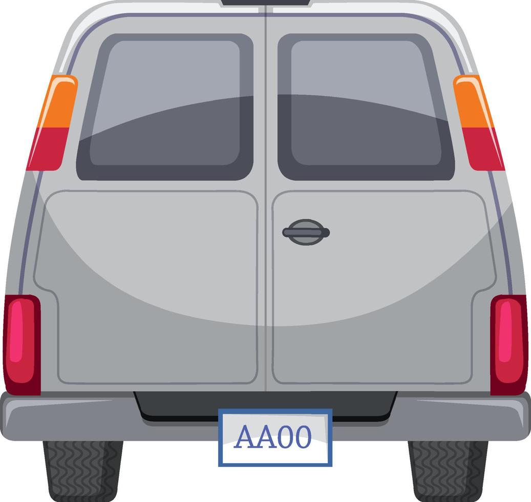 Back of grey car on white background vector