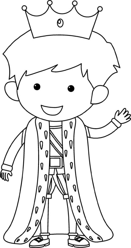 Cute prince doodle outline for colouring 6199580 Vector Art at Vecteezy