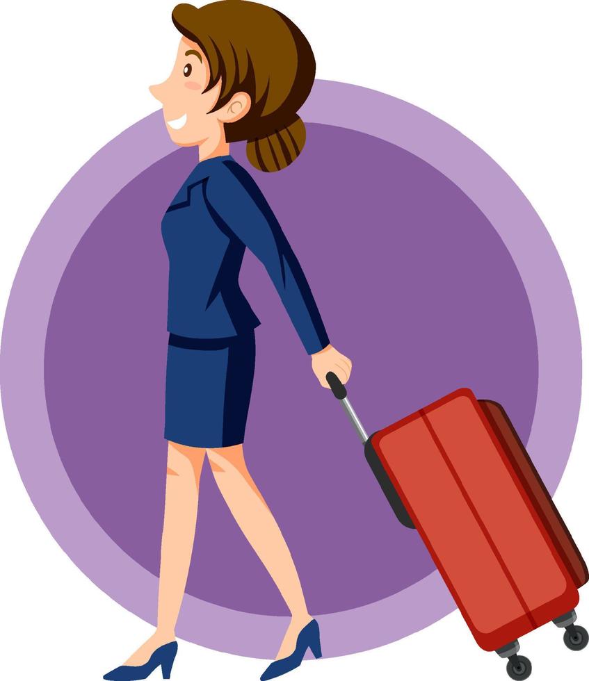 Happy woman pulling luggage vector