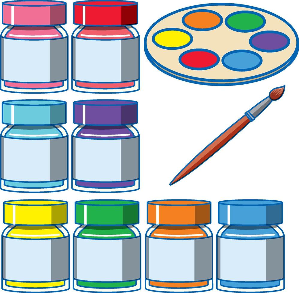 A set of watercolour on white background vector