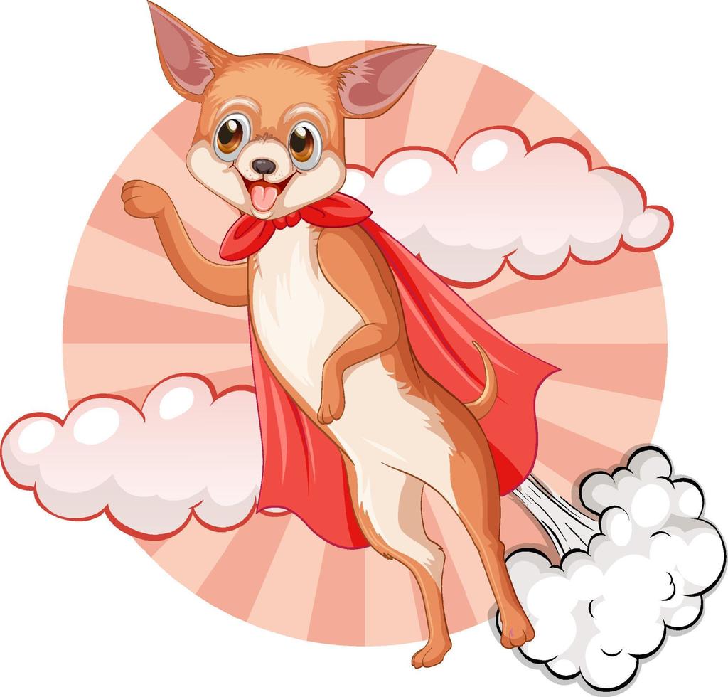 Dog with red cape flying vector