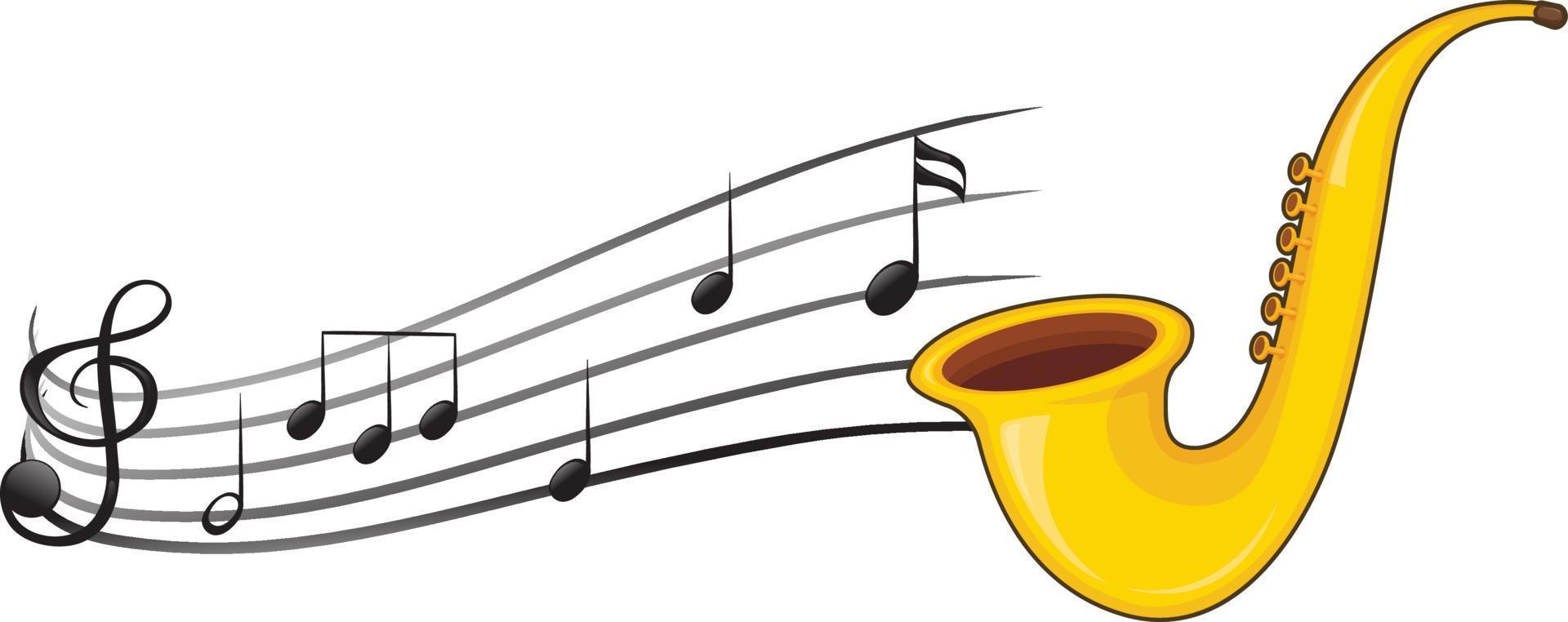 A saxophone with musical notes on white background vector