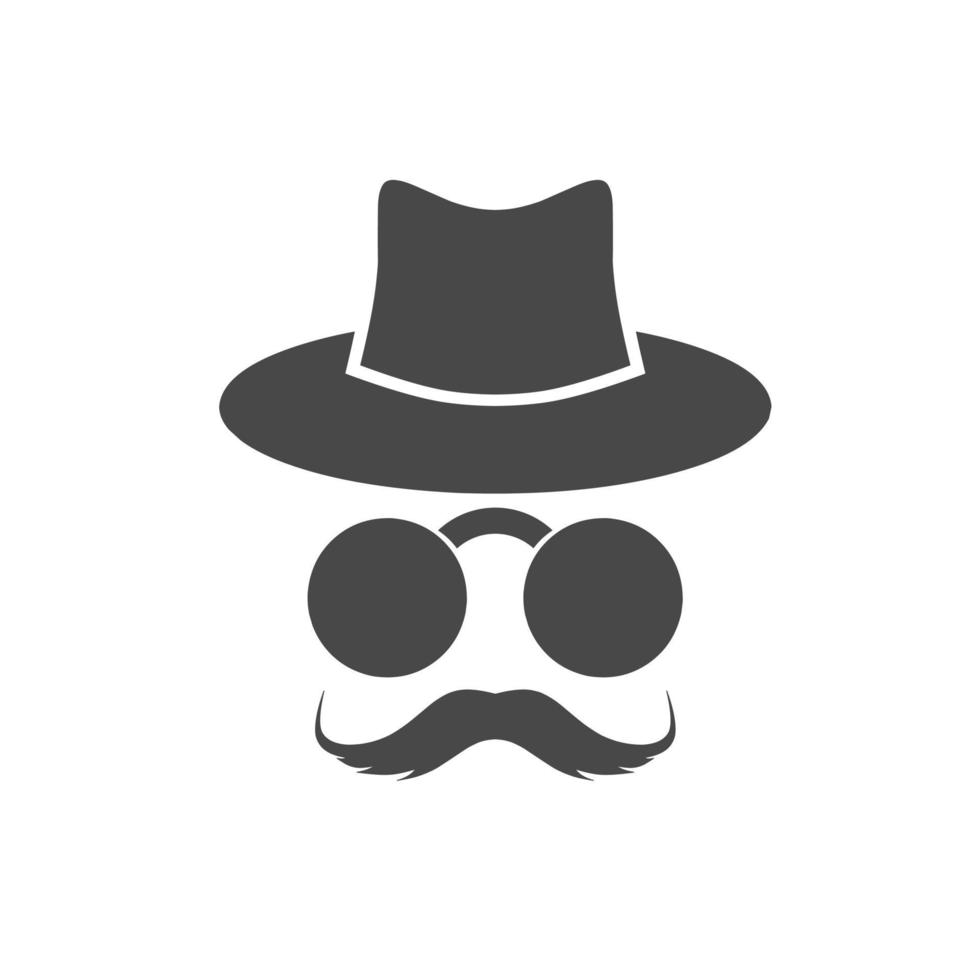 vector illustration, hat design, glasses and mustache, men's fashion icon