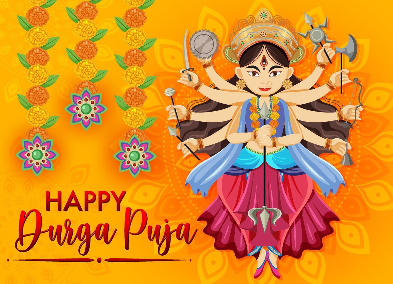 feliz día del evento durga puja vector