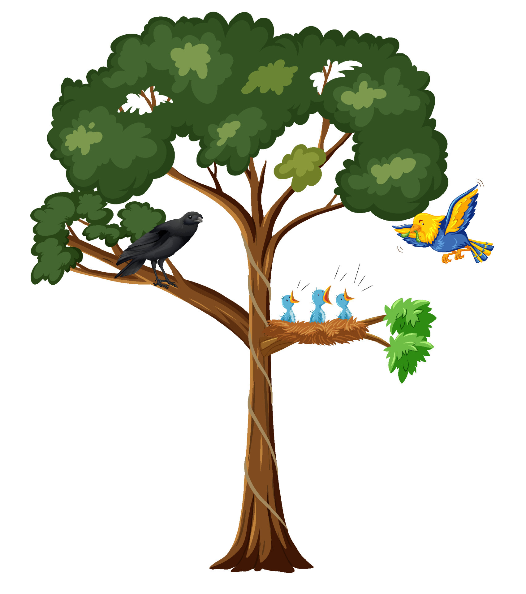 Many birds on the tree 6199737 Vector Art at Vecteezy