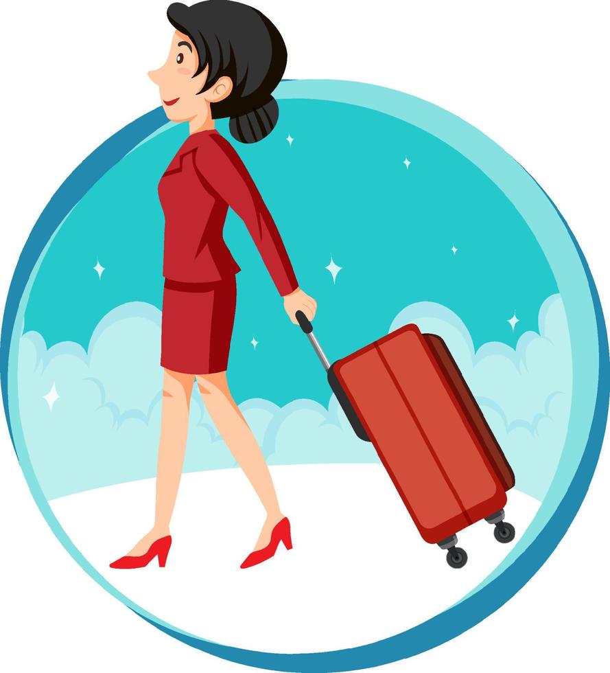 Air hostess travel holiday theme with luggage vector