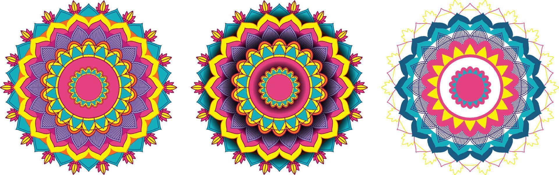 Set of vintage mandala with thin lines vector