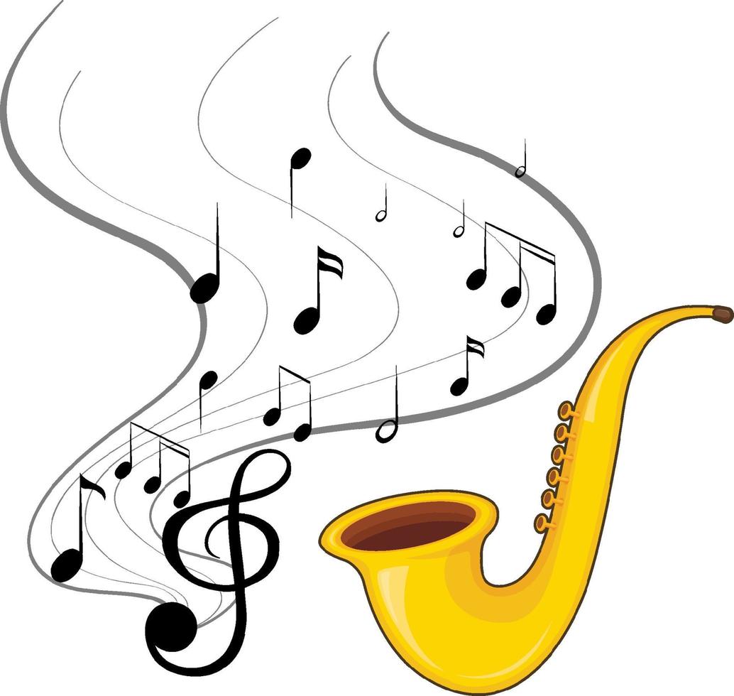 A saxophone with musical notes on white background vector