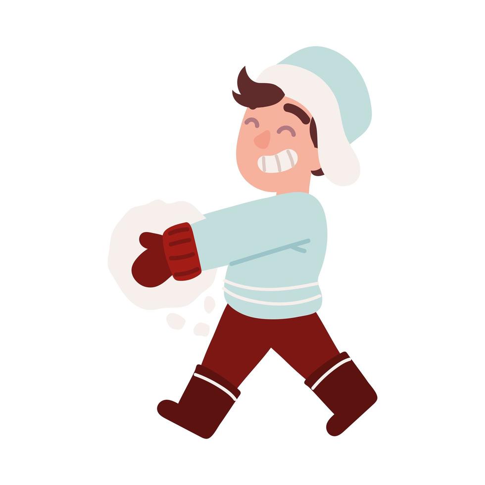 boy wearing winter clothes vector