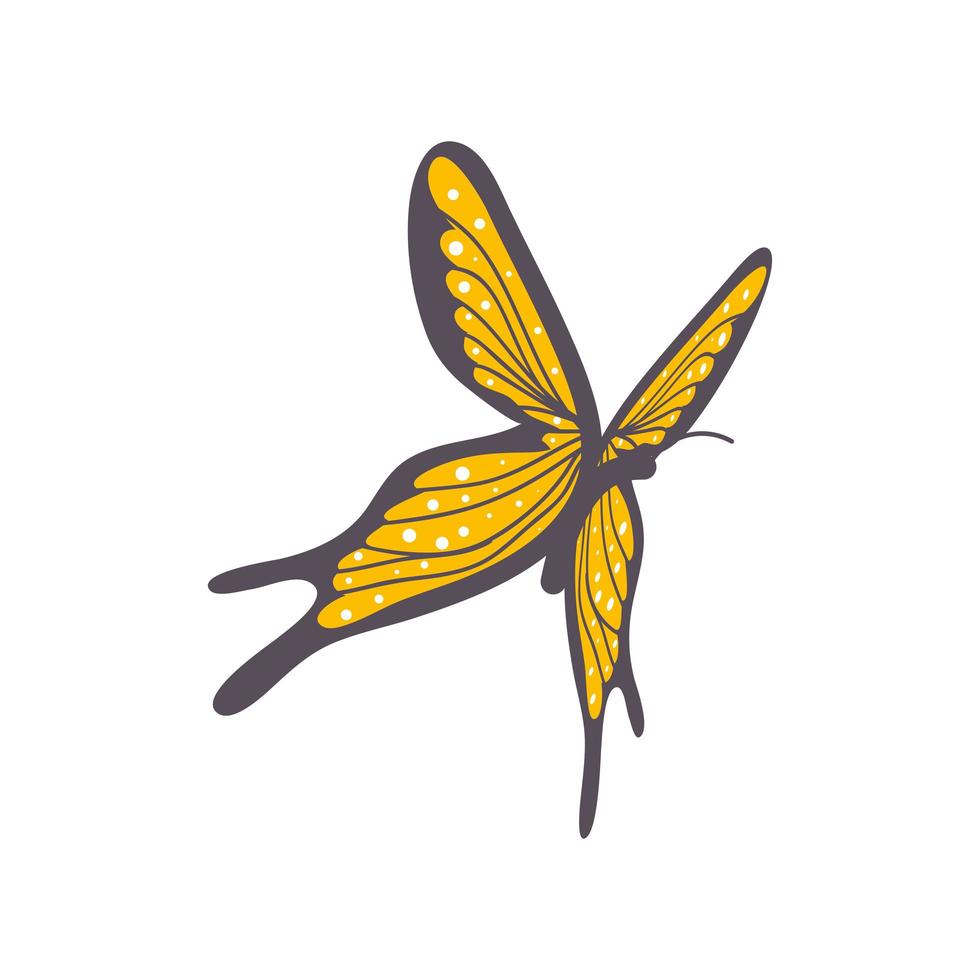 linda mariposa amarilla vector