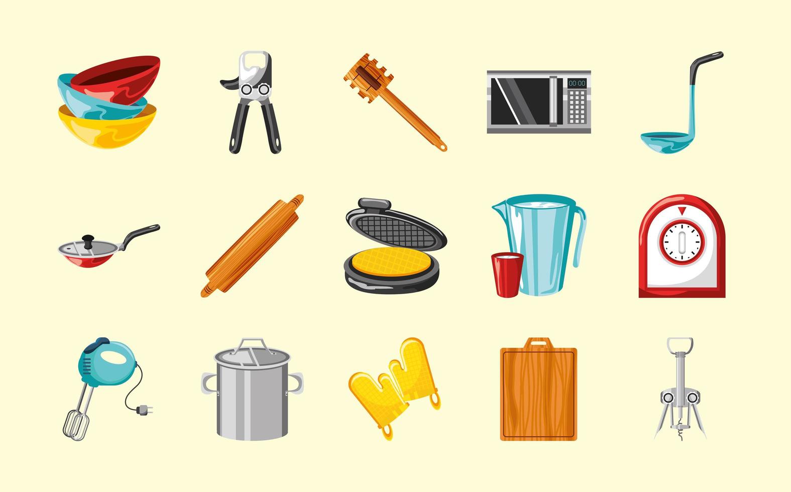 iconos utensilios de cocina vector