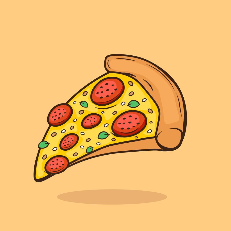 concepto de comida rápida vector aislado. rebanada de ilustración de vector de dibujos animados de pizza. estilo de dibujos animados plana